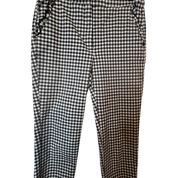 2/$30 Zara Medium Black & White Gingham Checkered Pants - Picture 5 of 13